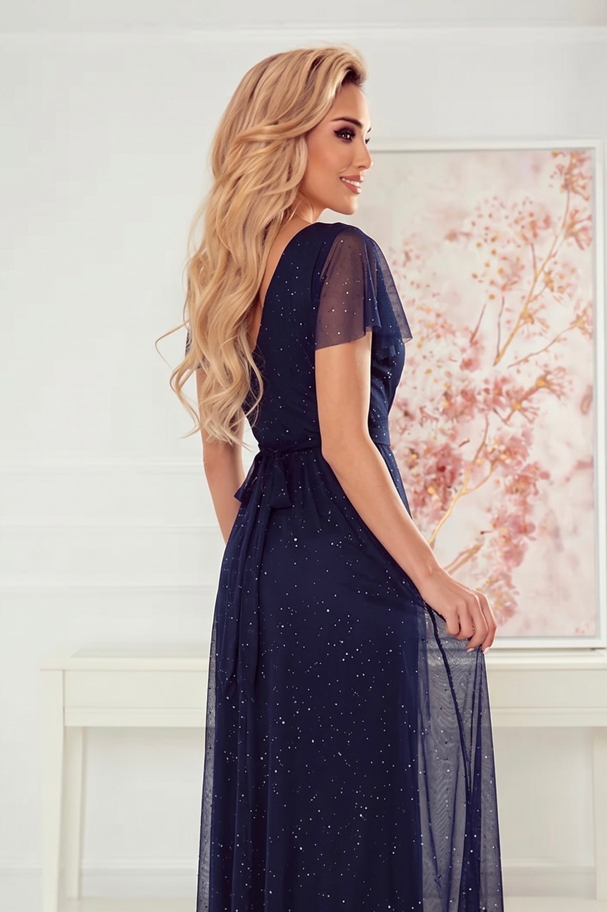 Robe Longue Scintillante – Bleu Marine - Rosemode