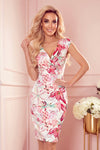 Robe Fleurie à Décolleté Enveloppant – Rose