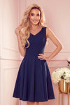 Robe Évasée à Décolleté Cœur –  Bleu Marine