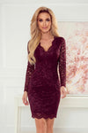 Robe en Dentelle Avec Décolleté – Prune Foncé