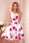 Robe Évasée à Décolleté Cœur – Roses