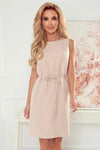 Robe Trapèze Ceinturée – Beige