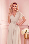 Robe Longue Plissée à Nouer – Beige