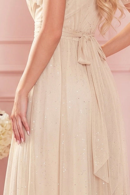 Robe Longue Scintillante – Beige - Rosemode